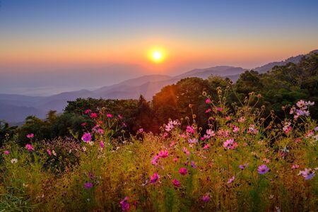 View point from Doi Mae Taman mountain on morning, Chiangmai, Thailandの写真素材