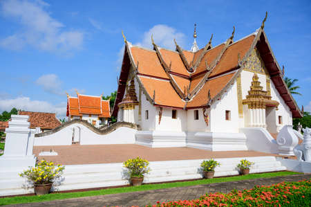 Wat Phumin Temple with blue sky background, Nan Province, Thailandのeditorial素材