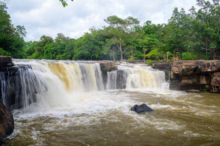 Beautiful waterfall stream at Tatton National Park, Thailandの写真素材