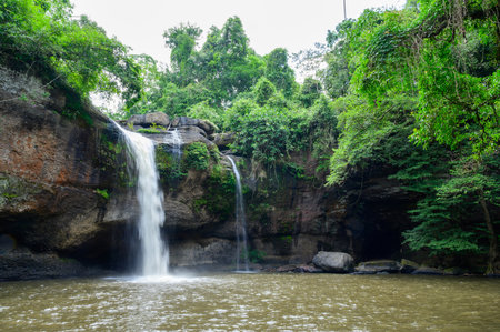 Haew Suwat Waterfall at Khao Yai National Park, Thailandの写真素材