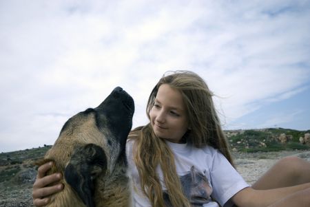 Dog and  child