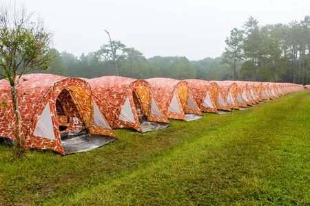 tents orange stripesの写真素材