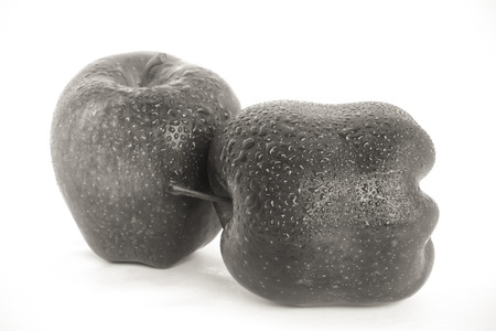 Red apple with leafの写真素材