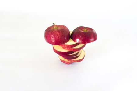 Sliced  red applesの写真素材