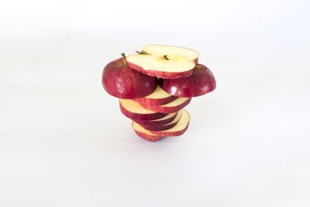 Sliced  red applesの写真素材