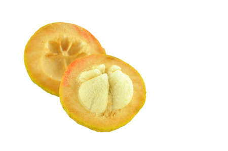 yellow santol fresh fruit isolateの写真素材