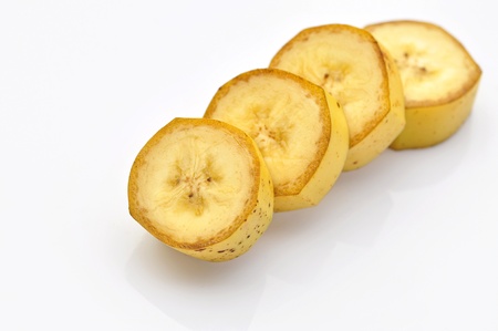 banana slice isolated on white.の写真素材