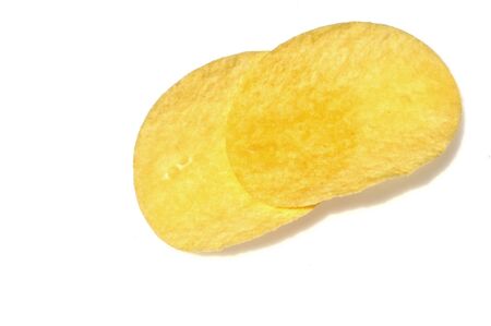 potato chips isolated on a white background and shadow の写真素材