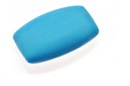 a blue bar soap isolated on white 