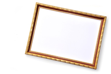 gold picture frame. Isolated over white background の写真素材