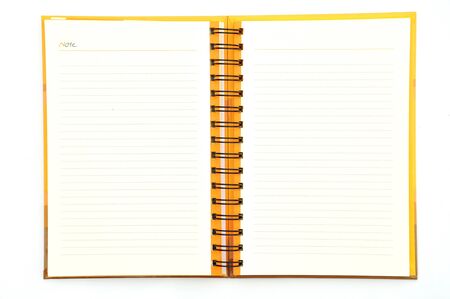 Open Spiral Bound Notebook Isolated on Whiteの写真素材