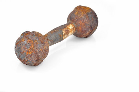 Old & Rush metal dumbbell, Isolated on white with clipping pathの写真素材