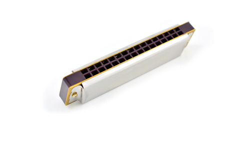 harmonica isolated on white backgroundの写真素材