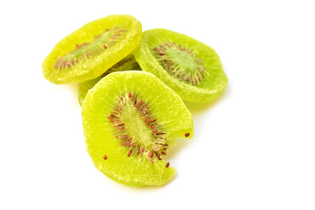 dried kiwi fruit isolated on the white backgroundの写真素材