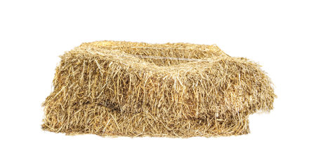 straw bales isolated on white background with clipping path and full depth of field