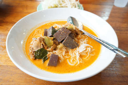 Curry chicken noodlesの写真素材