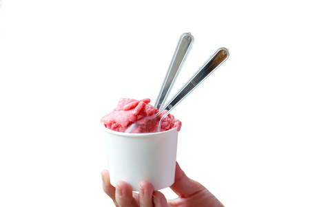 Raspberry Sorbet Ice Creamの写真素材