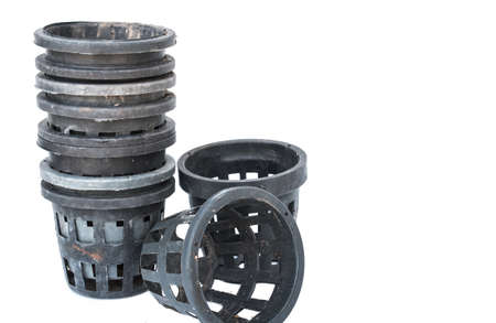 black flower pot isolated on white background