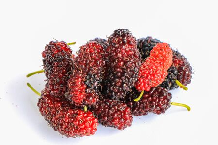 Raspberries on white backgroundの写真素材