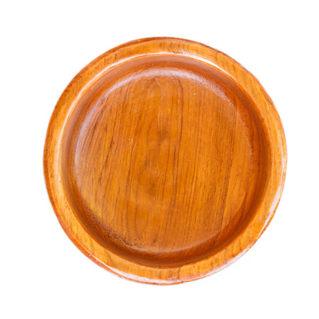 Empty wood plate isolated on white background.の写真素材