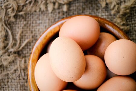 Raw egg put on old sack