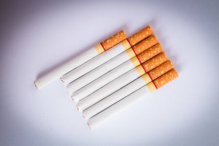 cigarette group on white backgroundの写真素材