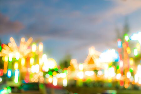 Bangkok Cityscape at Twilight Time, Blurred Photo Bokehの写真素材