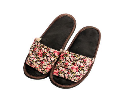 Home slippers isolated on white backgroundの写真素材