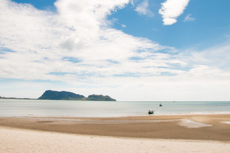 Peaceful beach, sand with blue-sky on summer time for relaxの写真素材