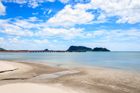 Blue-sky on the beach with sandの写真素材