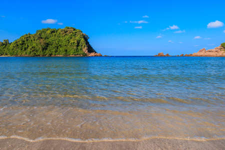 Blue-sky on the beach with sandの写真素材