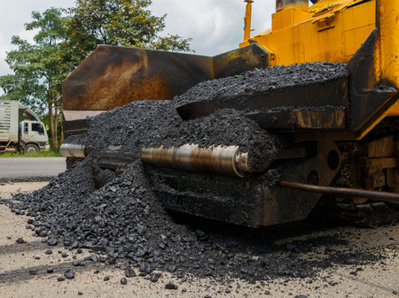 Light Vibration roller compactor at road under construction and repairing asphalt, Road making.