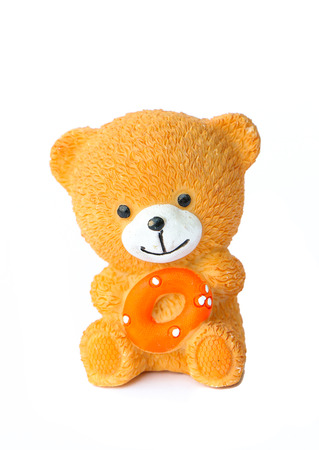 Bear doll isolated on white backgroundの写真素材