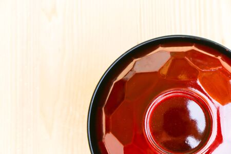 blank bowl on wooden backgroundの写真素材