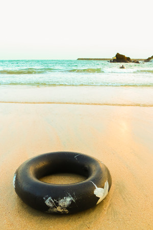 Close up pool ring at the sea.の写真素材