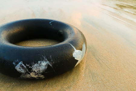 Close up pool ring at the sea.