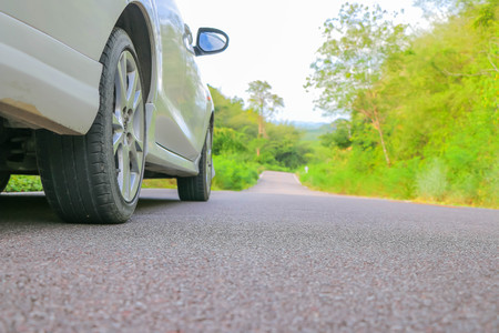 Close up car park on the road to the natureの写真素材