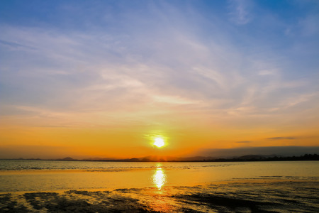 sunset background at the beachの写真素材