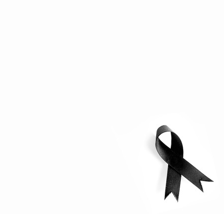 Black bow isolated on white background with space for insert texts or something.の写真素材