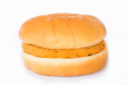 small burger isolated on white backgroundの写真素材