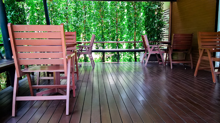 The chairs sit for relax or drink coffee at the parkの写真素材