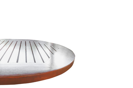 old wooden shelf with shadow use for put your products or something isolated on white background.の写真素材