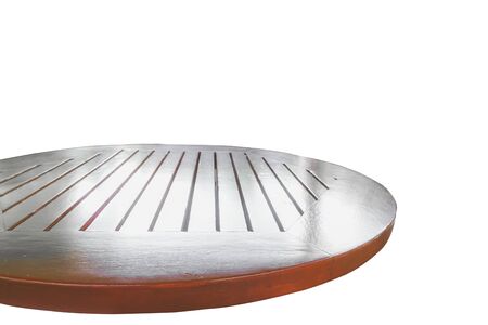 old wooden shelf with shadow use for put your products or something isolated on white background.の写真素材