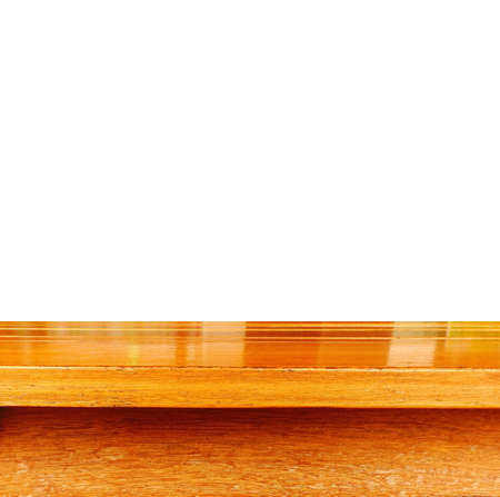 wooden tabletop isolated on white use for products display background