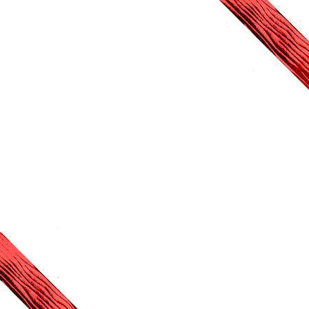 Red ribbon with blank space for texts or something display isolated on white backgroundの写真素材
