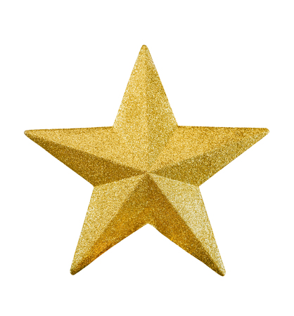 Close up golden star isolated on white background