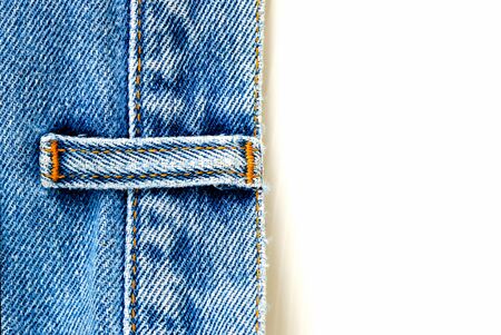 Close up denim jeans isolated on white background with space use for texts display
