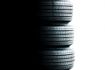 Close up tyre for sell texture background with space use for texts or something displayの写真素材