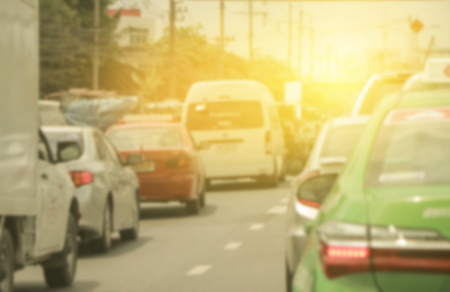 Blurred of a lot of traffic at the roadの写真素材