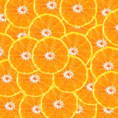 Close up top view of orange slice texture backgroundの写真素材